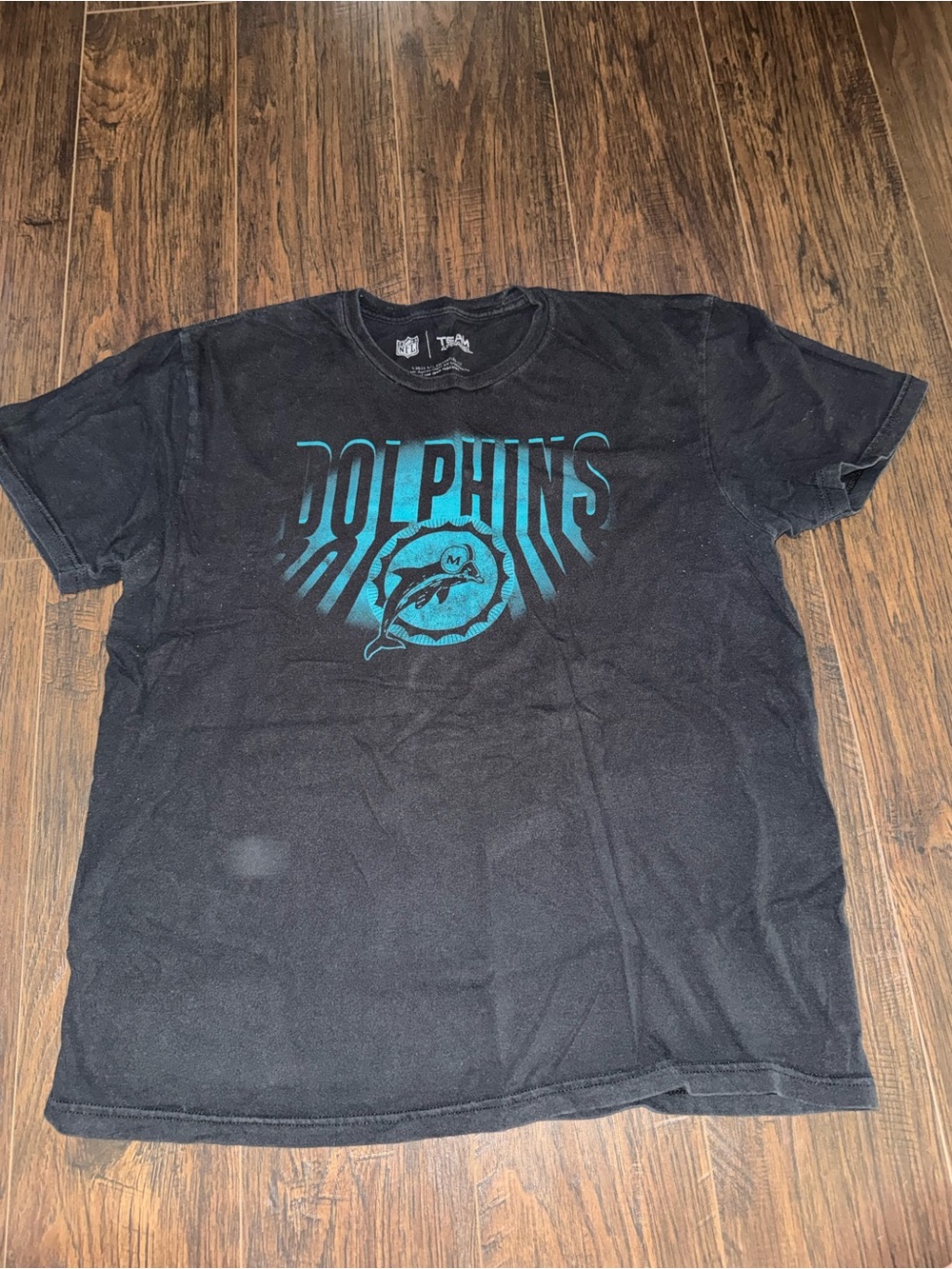 NFL Black T-Shirt with Teal Dolphins Graphic